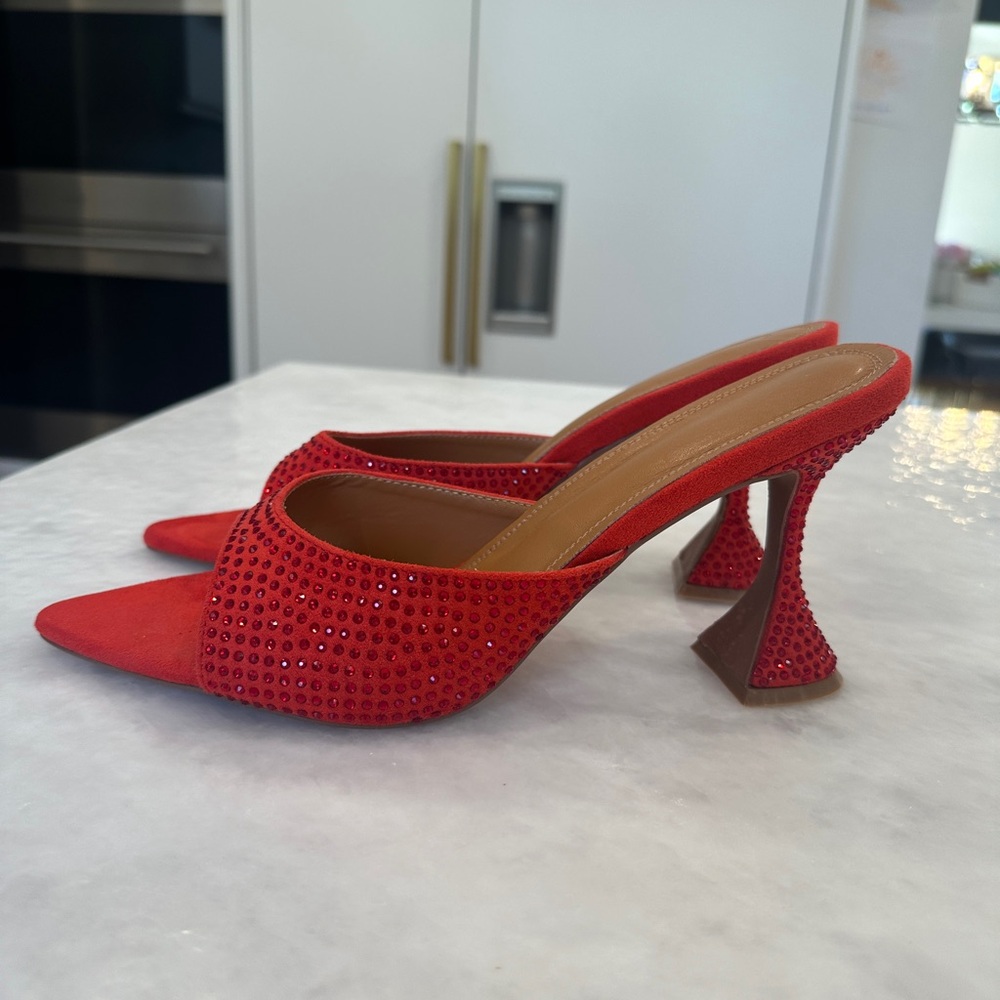 Crystal studded Red Ruby Mule Heel with exaggerated pedestal stiletto heel ✨❤️